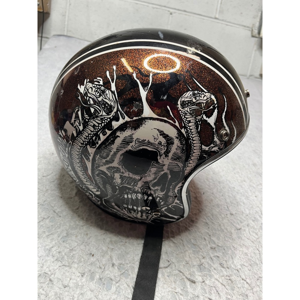 Harley-Davidson Bell Custom 500 Helmet Metal Flake Skull Snake Small DOT